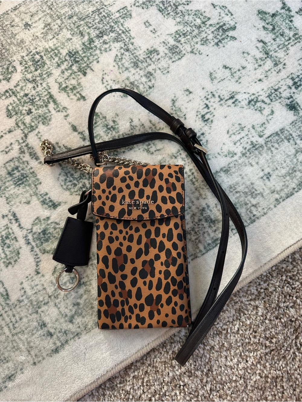 kate spade Leopard Print Phone Crossbody - Tan & Black